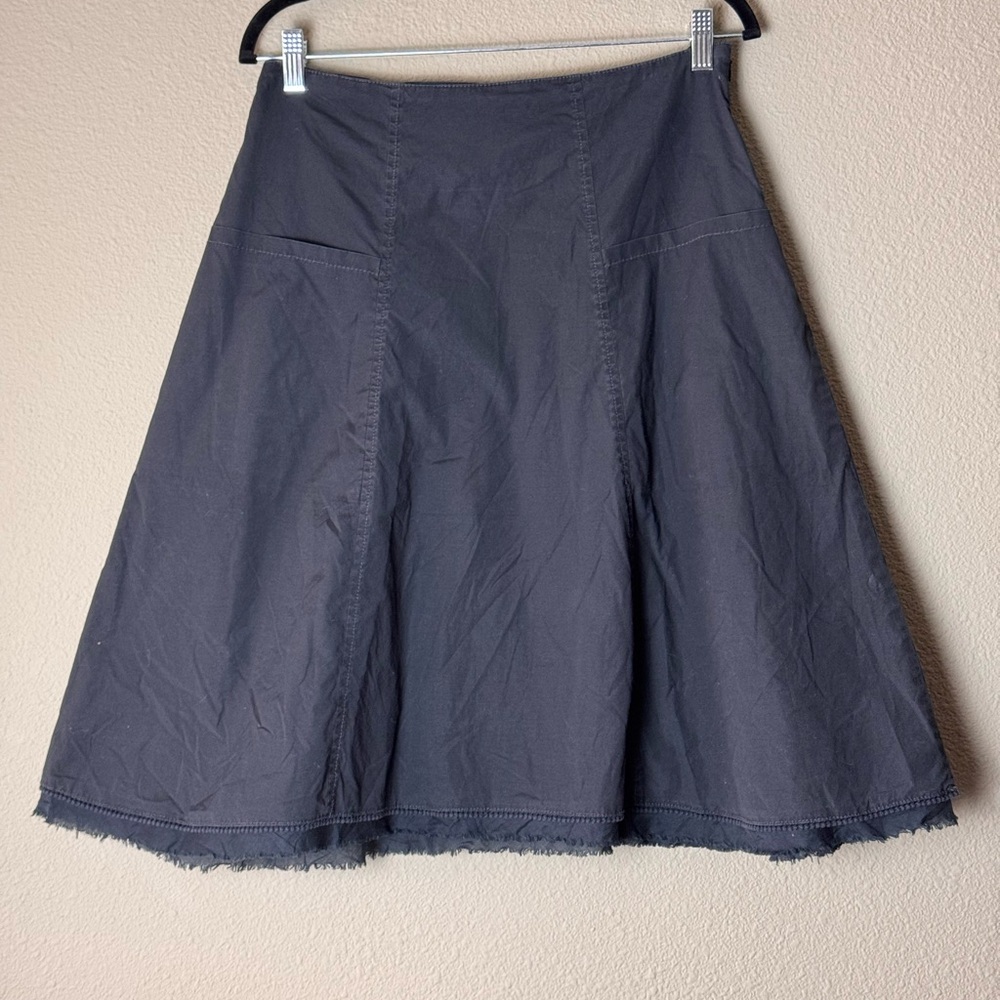EILEEN FISHER RAW HEM A-LINE VINTAGE SKIRT XS BLACK GRAY #40